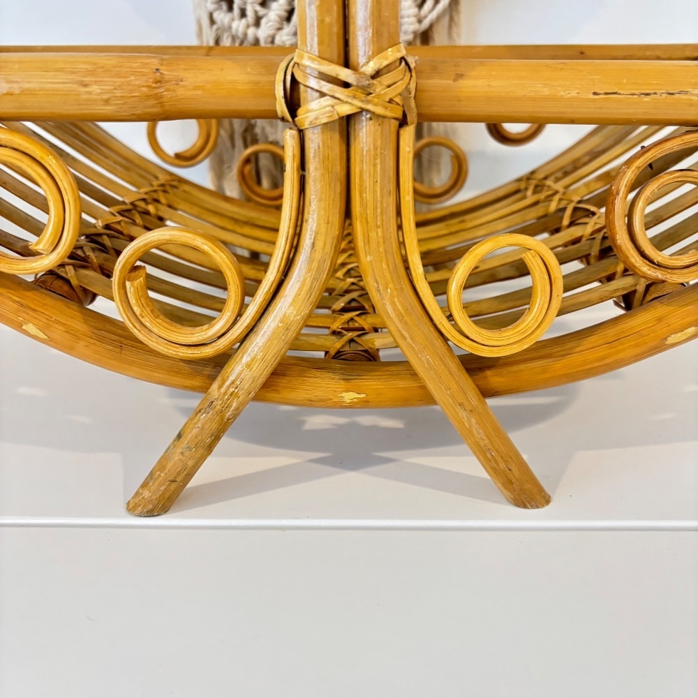 BOHO rattan bamboo mid century magazine rack towel holder MCM decor stand - Picture 6 of 15